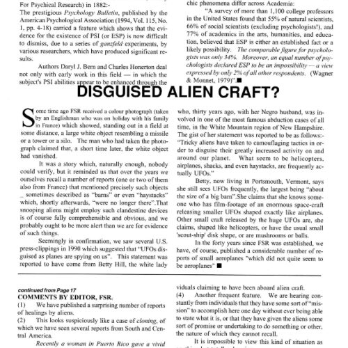 UFOs disguised as conventional planes según Hill (FSR1994 V39N4) - Imagen 1
