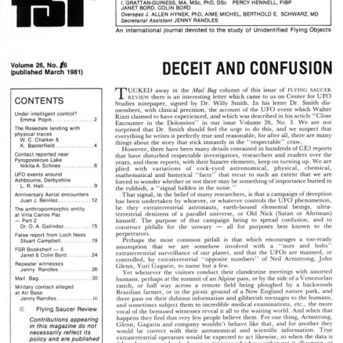 Elusividad (UFO Deceit and Confusion). En FSR de 1981 V26N6 - Imagen 1