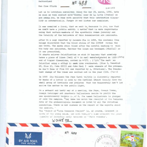 Carta Ummo N 488 en Suiza el 7 de Noviembre de 1988 - Imagen 1