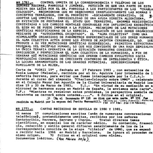 Carta de UMMO N 177 recibida en 1980 por Ignacio Darnaude Rojas-Marcos - Imagen 1