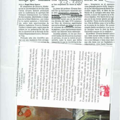 Sor Maria Antigua. Mística y Visionaria - Imagen 1
