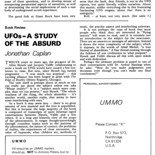 Ummo Personal advertisement 1976 FSR76V22N3 - Imagen 1