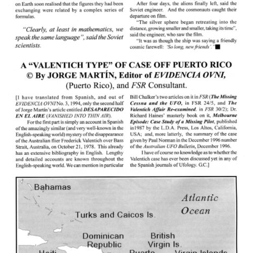 Martin,UFO and Missing Plane 1980,Puerto Rico,FSR1998V43N4 - Imagen 1
