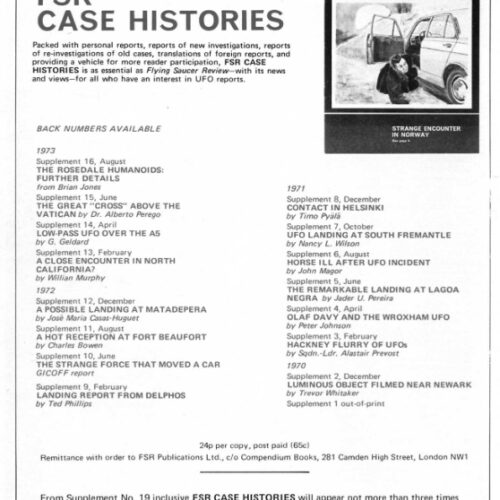 Schwarz,Stella Lansing Contacts E.T.,FSR-SI 1973 N 5,UFO Encounters - Imagen 1