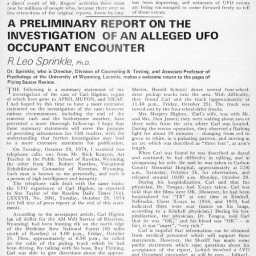 Sprinkle,Contact Carl Higdon 1974,Wyoming,FSR75V21N3-4 - Imagen 1