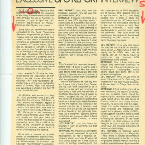 Sprinkle,Interview 1976,UFO Report - Imagen 1