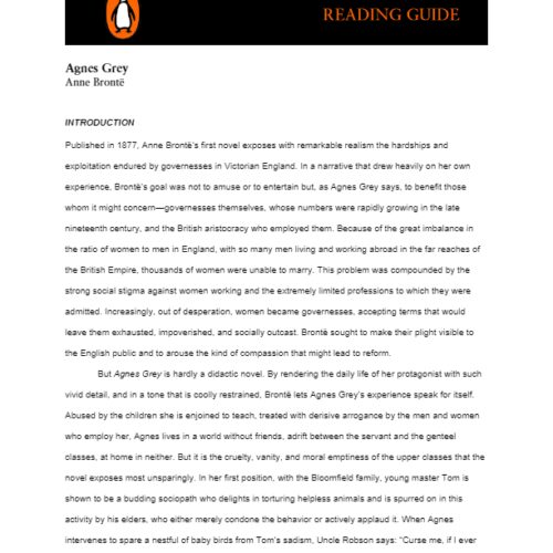 Bronte,Agnes Grey,Penguin Reading Guide - Imagen 1
