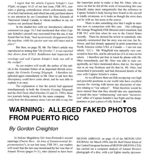 Creighton,Amauri Rivera Contactee,UFO Photo Hoax,FSR94V39N2 - Imagen 1
