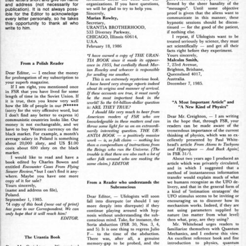 Creighton,The Urantia Book,FSR1986V31N4 - Imagen 1