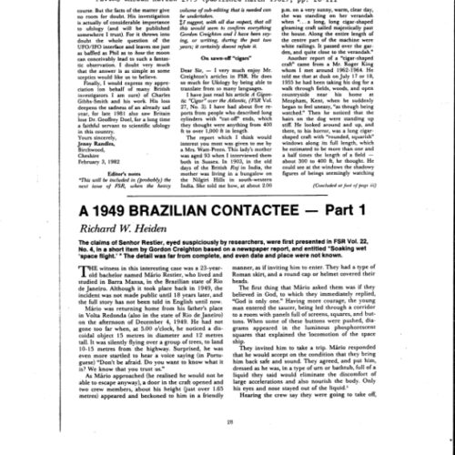 Restier,Mario,Contacto E.T.1949,Richard F.Heiden,FSR1982 V 27 N 5 - Imagen 1