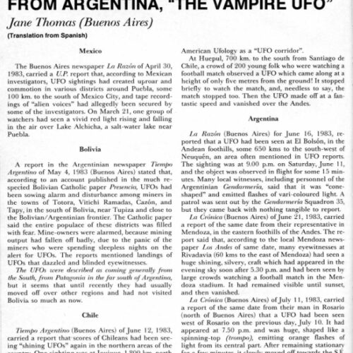 Thomas,Julio Platner Contact 1983,La Pampa,FSR1984V29N2 - Imagen 1