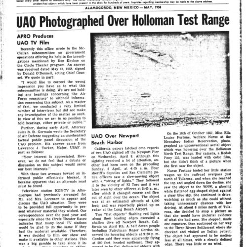 APRO Bulletin,1958,May - Imagen 1
