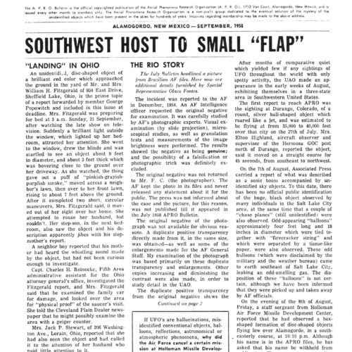 APRO Bulletin,1958,September - Imagen 1