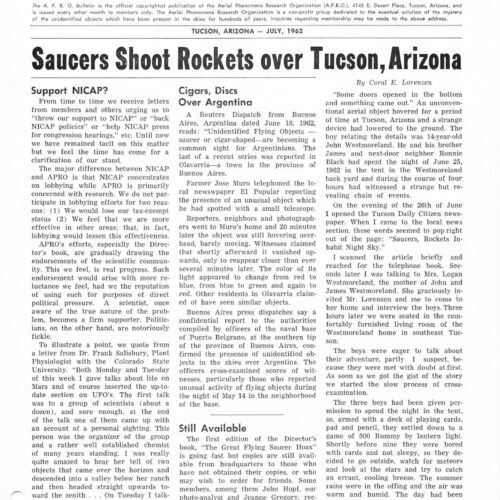 APRO Bulletin,1962,July - Imagen 1