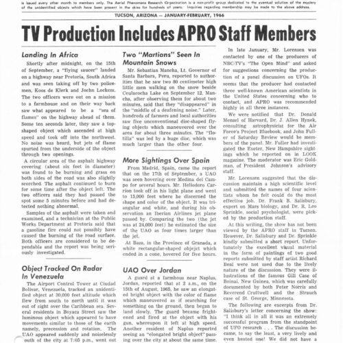 APRO Bulletin,1966,January-February - Imagen 1