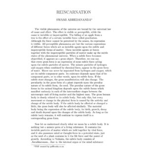Abhedananda,Reincarnation