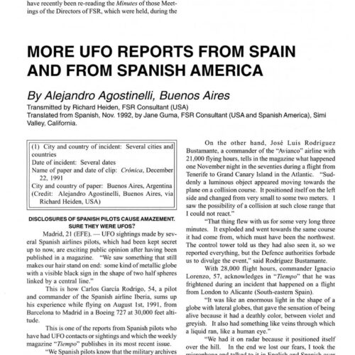 Agostinelli,UFOs 1991,Spain and Mexico,FSR94V39N2 - Imagen 1