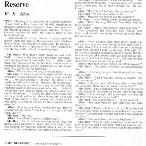 Allan,UFO Teleportation 1971,Alberta,Canada,FSR-CH 1972 N 11 - Imagen 1