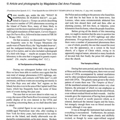 Amo-Freixedo,UFOs in Puerto Rico,FSR1994V39N1 - Imagen 1