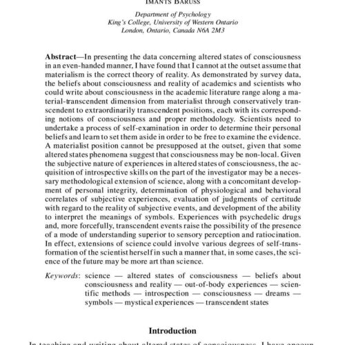 Art of science,alteration of consciousness,I.Baruss - Imagen 1