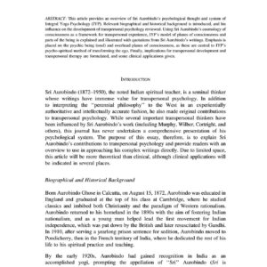Aurobindo and Transpersonal Psychology,M.Miovic