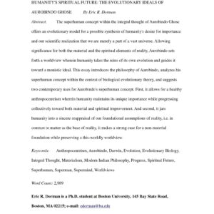 Aurobindo,Humanity spiritual future,E.R.Dorman
