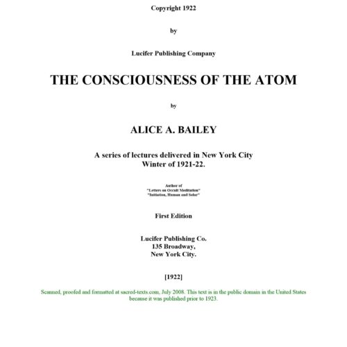 Bailey,Alice,Consciousness of the atom - Imagen 1