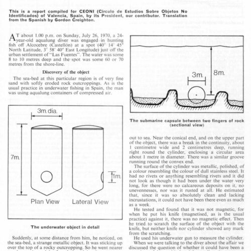 Ballester Olmos,Underwater UFO 1970,Castellon,Spain,FSR-CH 1971 N 6 - Imagen 1