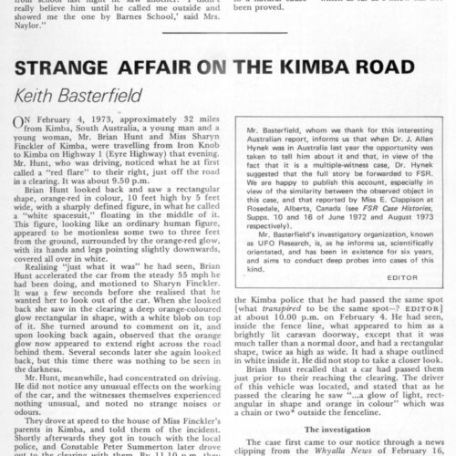 Basterfield,UFO 1973,South Australia,FSR-CH 1974 N 18 - Imagen 1
