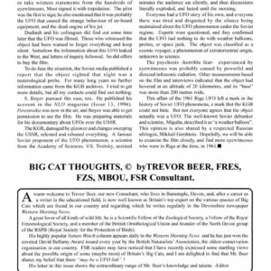Beer,Mystery Big Cats from UFOs,Britain,FSR2001V46N1