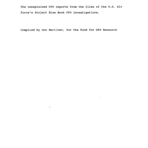 Berliner,Blue Book UFO Cases,Unknown - Imagen 1