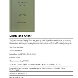 Besant,Death and After