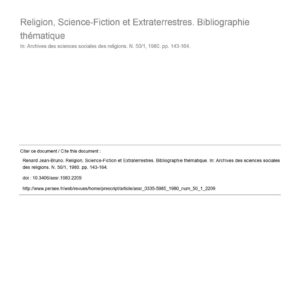 Bibliography Religion,Science-Fiction and E.T.s,Renard