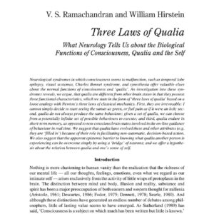 Biological functions of consciousness,Qualia