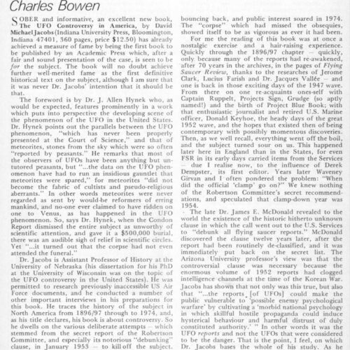Bowen,Jacobs,UFO controversy in America,FSR75V21N2 - Imagen 1