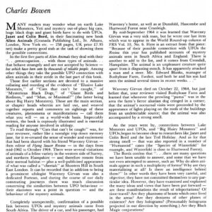 Bowen,Mystery Animals and UFOs,FSR80V26N1
