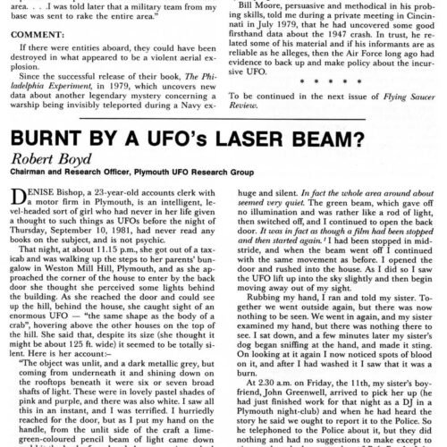 Boyd,Burnt by UFO,1981,England,FSR83V28N3 - Imagen 1