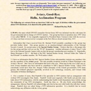 Boylan,Richard,Government UFO acclimation program