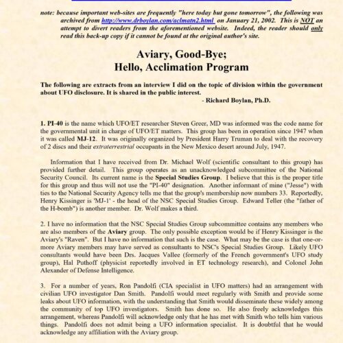 Boylan,Richard,Government UFO acclimation program - Imagen 1