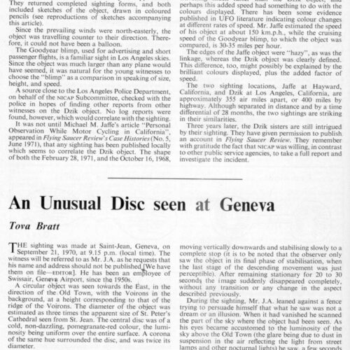 Bratt,UFOs 1970,Geneva,Switzerland,FSR-CH 1972 N 9 - Imagen 1