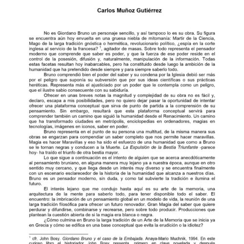 Bruno,Giordano,El arte de la memoria,C.Munyoz Gutierrez - Imagen 1