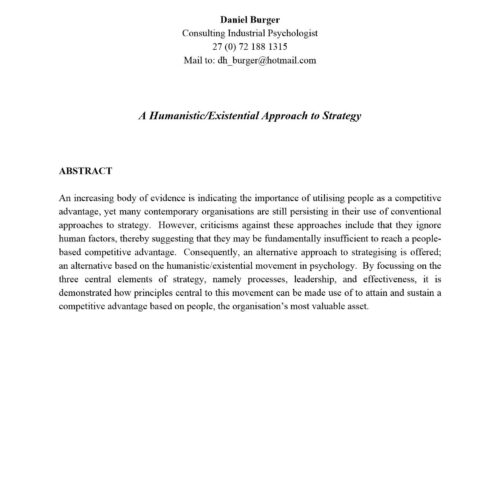 Burger,A humanistic-existential approach to strategy - Imagen 1
