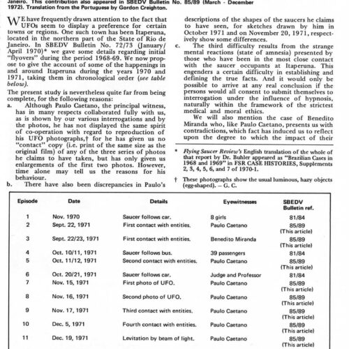Caetano,Paulo,Contacts E.T. 1970-1971,Itaperuna,Brazil,W.Buhler,FSR-SI 1973 N 5,UFO Encounters - Imagen 1