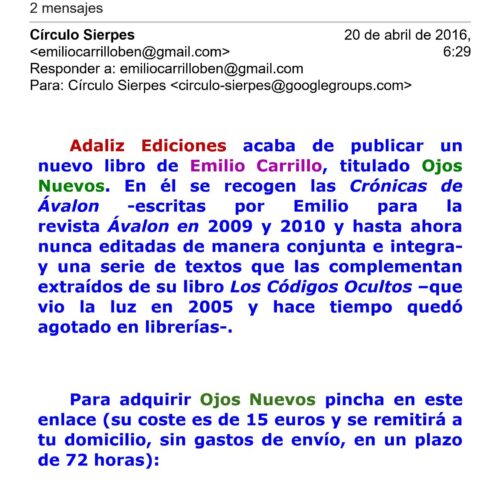 Carrillo,Emilio,Ojos nuevos 2016 - Imagen 1