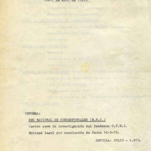 Caso OVNI 1970,Moron,Sevilla,J.Ruesga