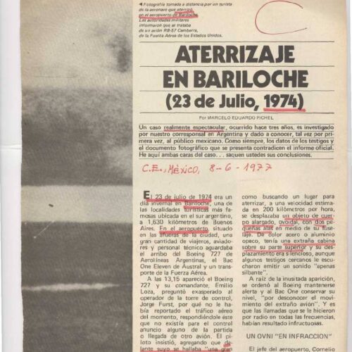 Caso OVNI 1974,Bariloche,Argentina - Imagen 1