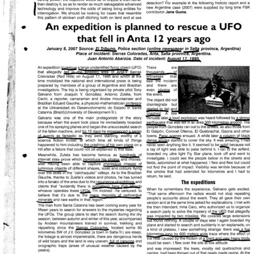 Casos OVNIs Estrellados,Argentina - Imagen 1