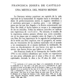 Castillo,Francisca Josefa,Una mistica del Nuevo Mundo