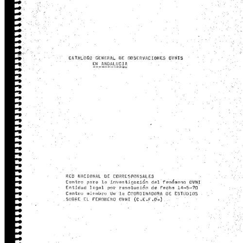 Catalogo Casos OVNI Andalucia,R.N.C. - Imagen 1