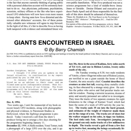 Chamish,Abductions 1993,Israel,FSR1996V41N1 - Imagen 1